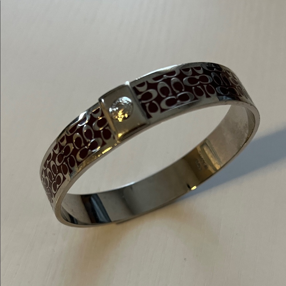 Coach Silver and Brown Signature Bracelet